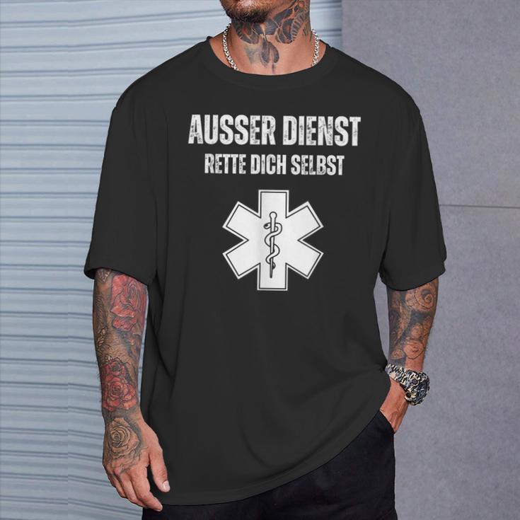 Ausser Dienst Rette Dich Selbst [German Language] Black T-Shirt Geschenke für Ihn